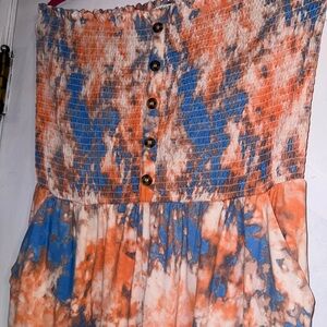 Cute Plus Size Tie Dye Soft & Stretchy Jumpsuit with Pockets & Fitted Top 2X New